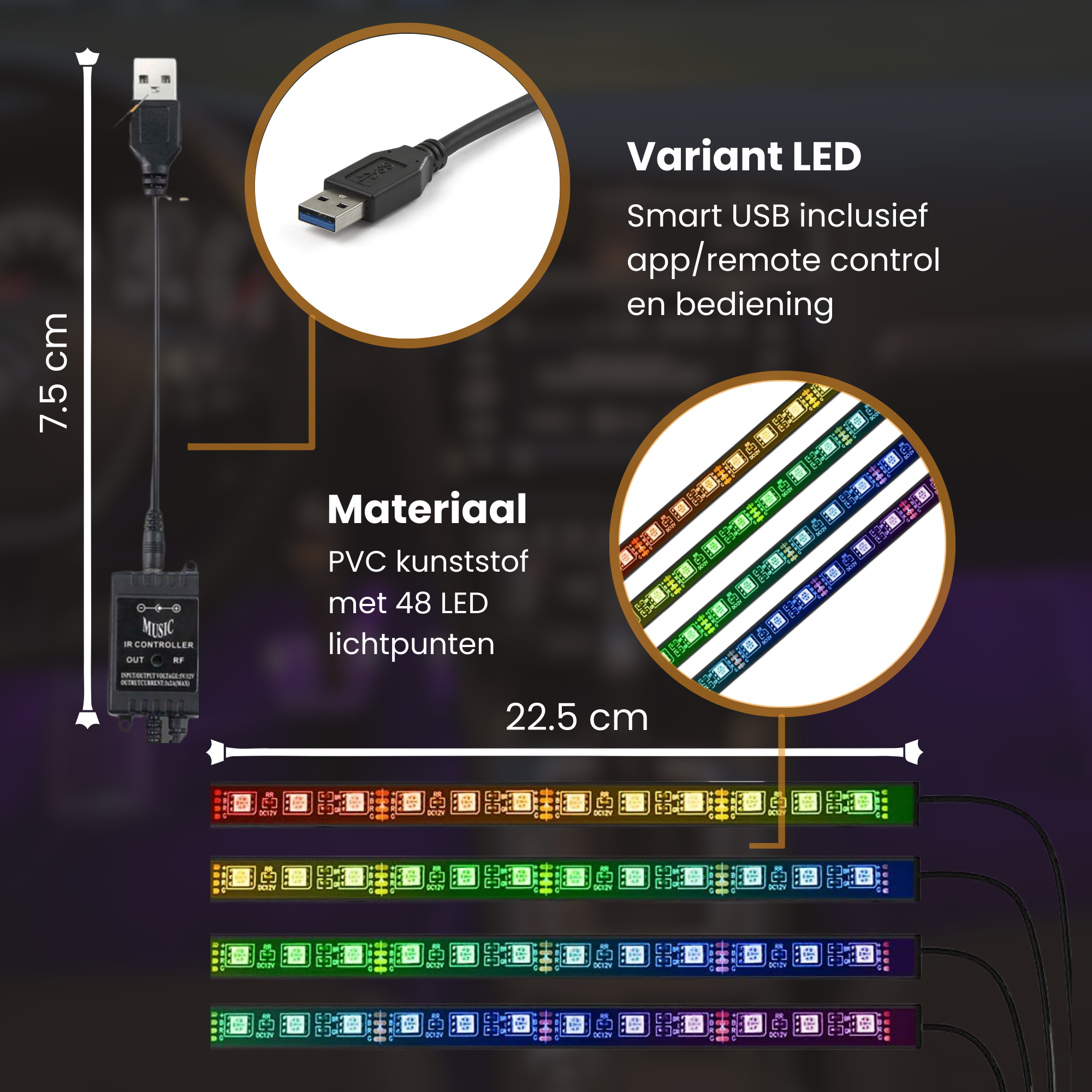 Lucion® Led strip auto - Auto interieur verlichting met afstandsbediening