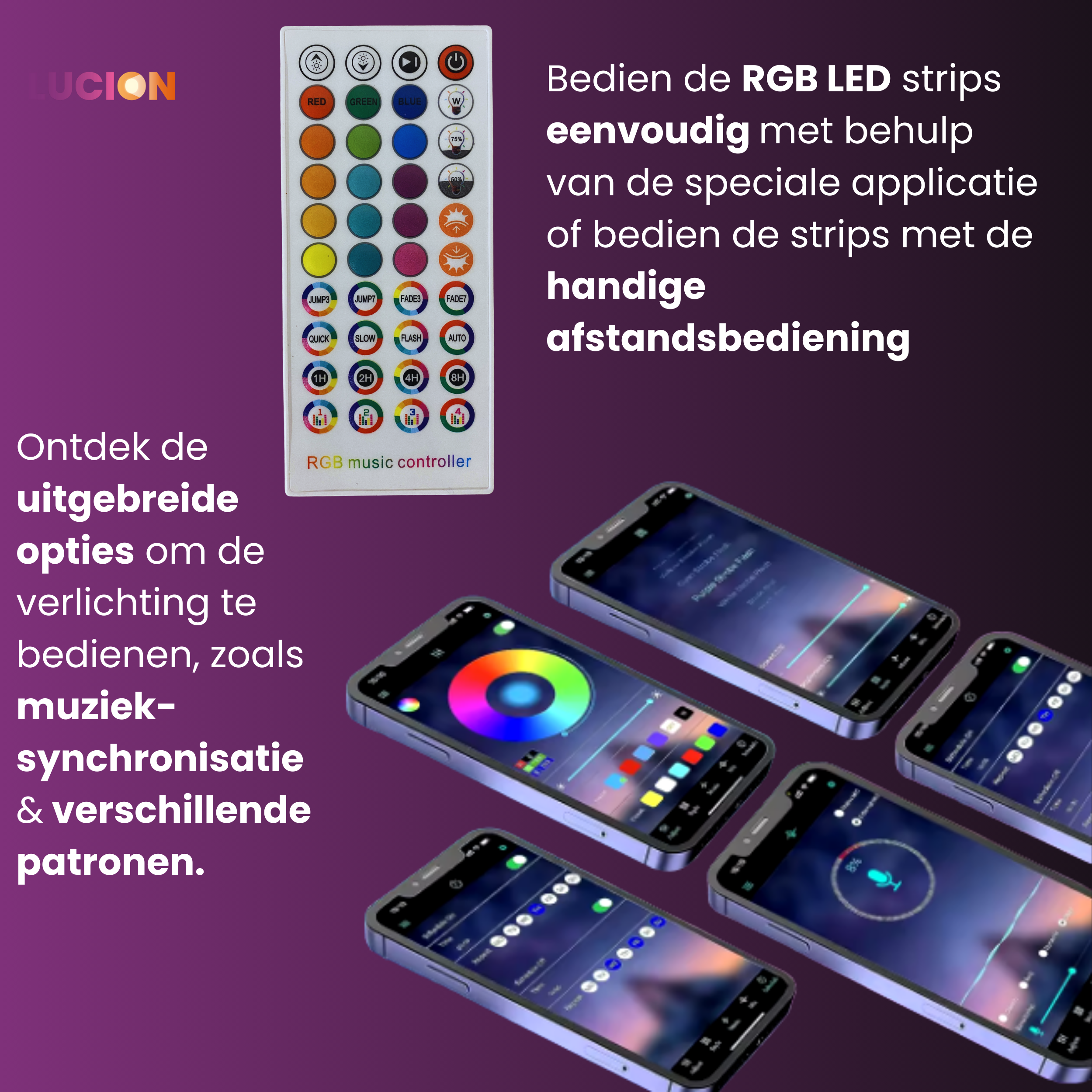 Lucion® LED verlichting - Bluetooth led strip 10 meter RGB