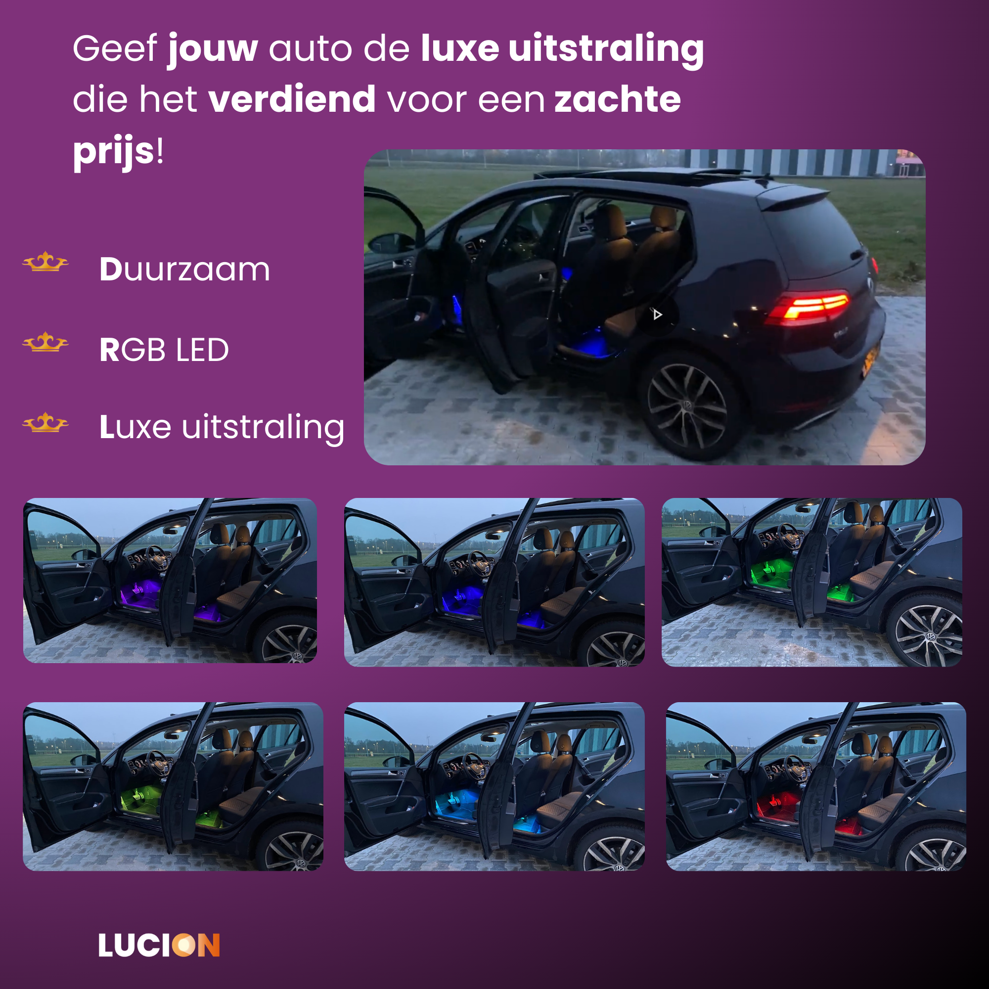 Lucion® Led strip auto - Auto interieur verlichting met afstandsbediening