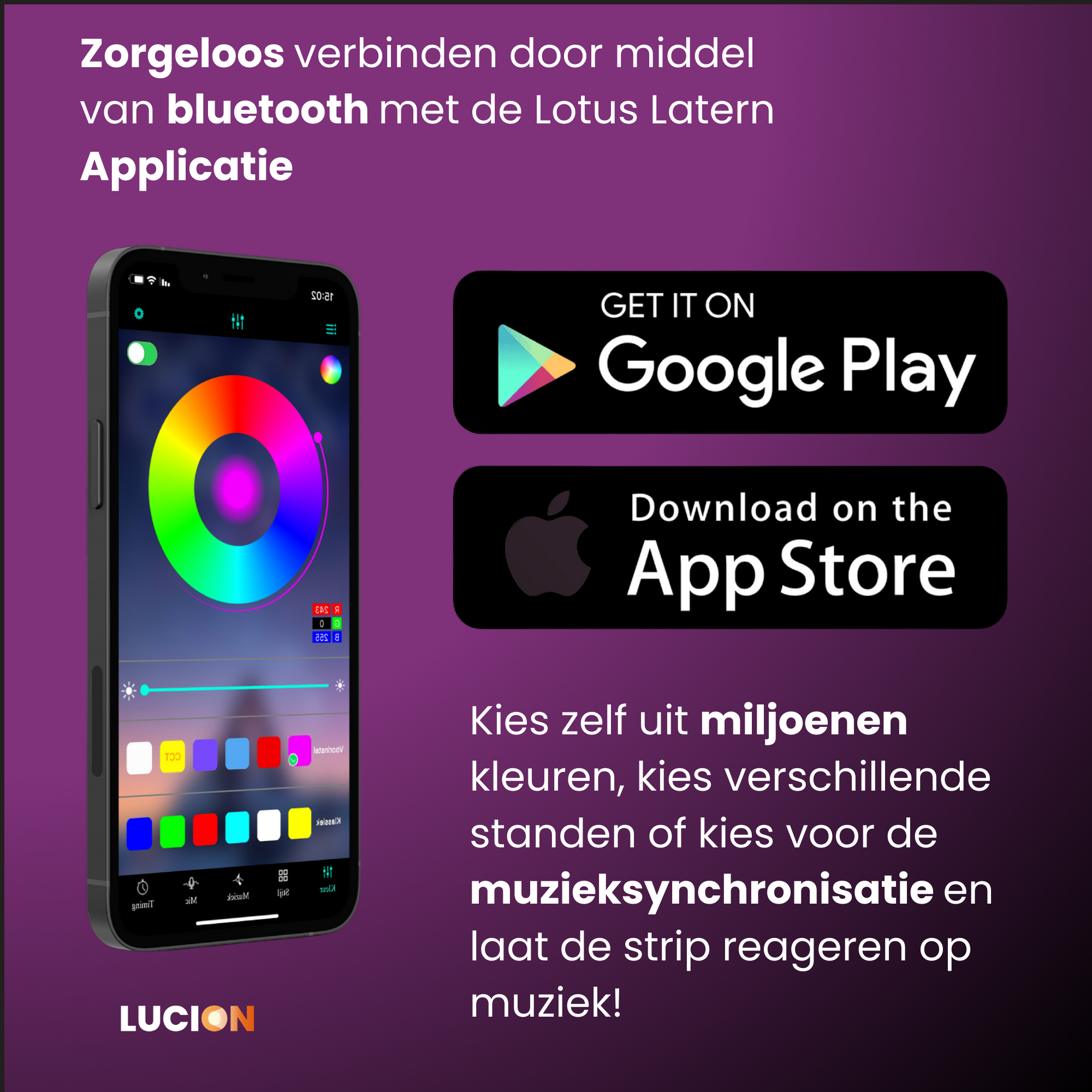 Lucion® Led strip auto - Auto interieur verlichting met applicatie bediening