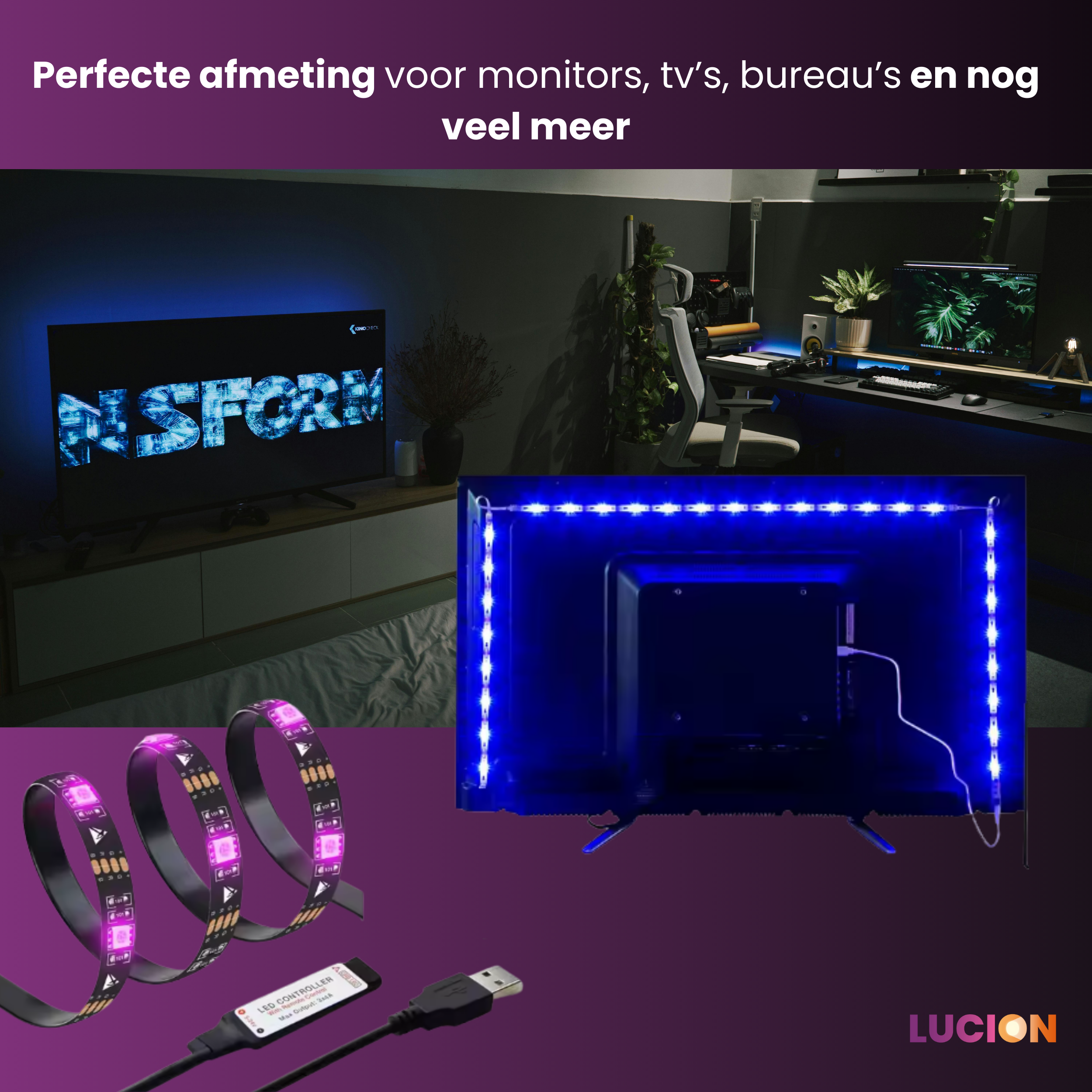 Lucion® LED verlichting - Bluetooth led strip 2 meter RGB