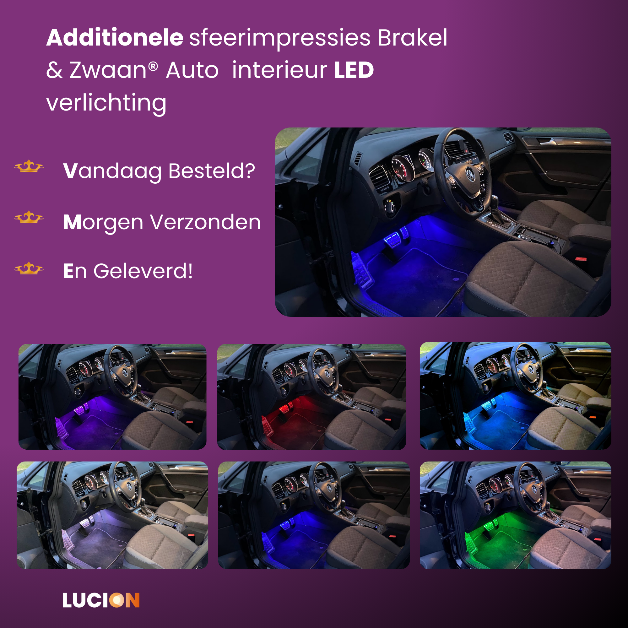Lucion® Led strip auto - Auto interieur verlichting met applicatie bediening