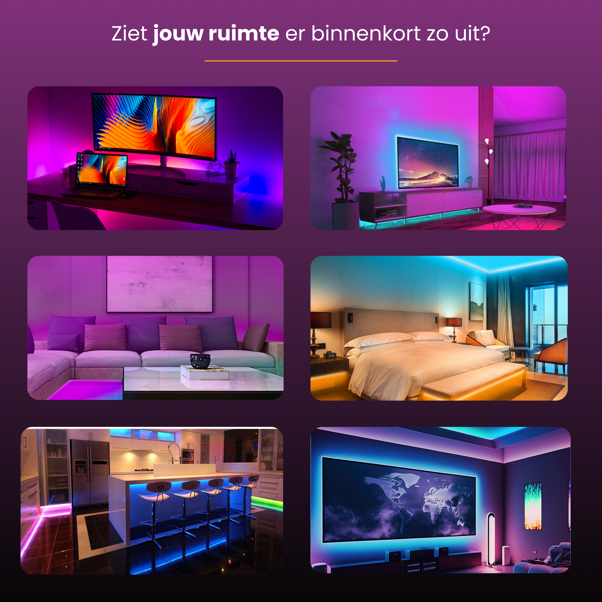 Lucion® LED verlichting - Bluetooth led strip 2 meter RGB