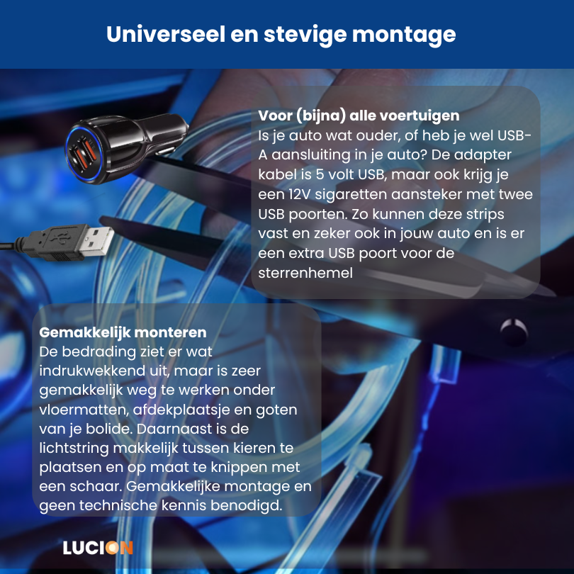Lucion® Auto led verlichting - Lightstring RGB