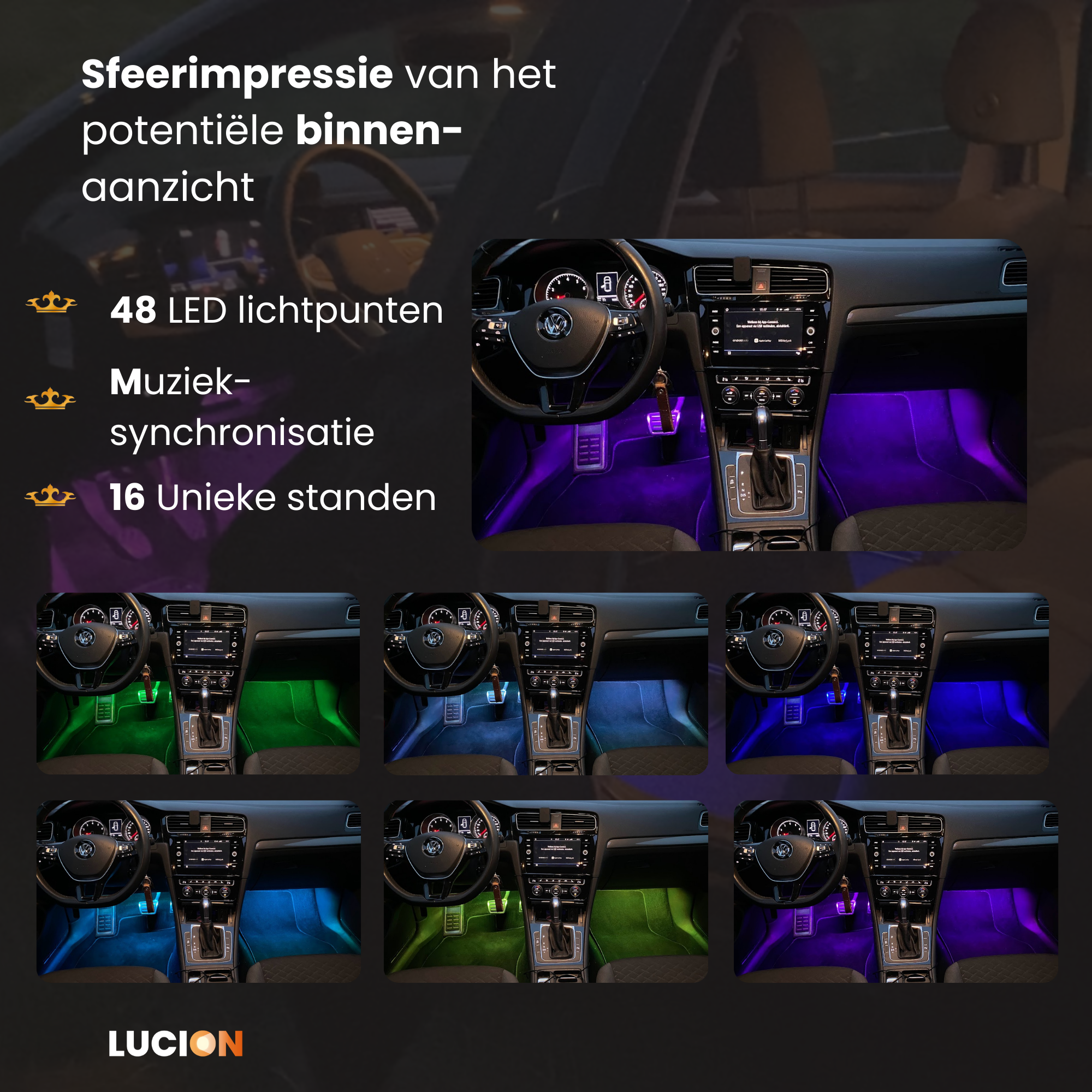 Lucion® Led strip auto - Auto interieur verlichting met afstandsbediening