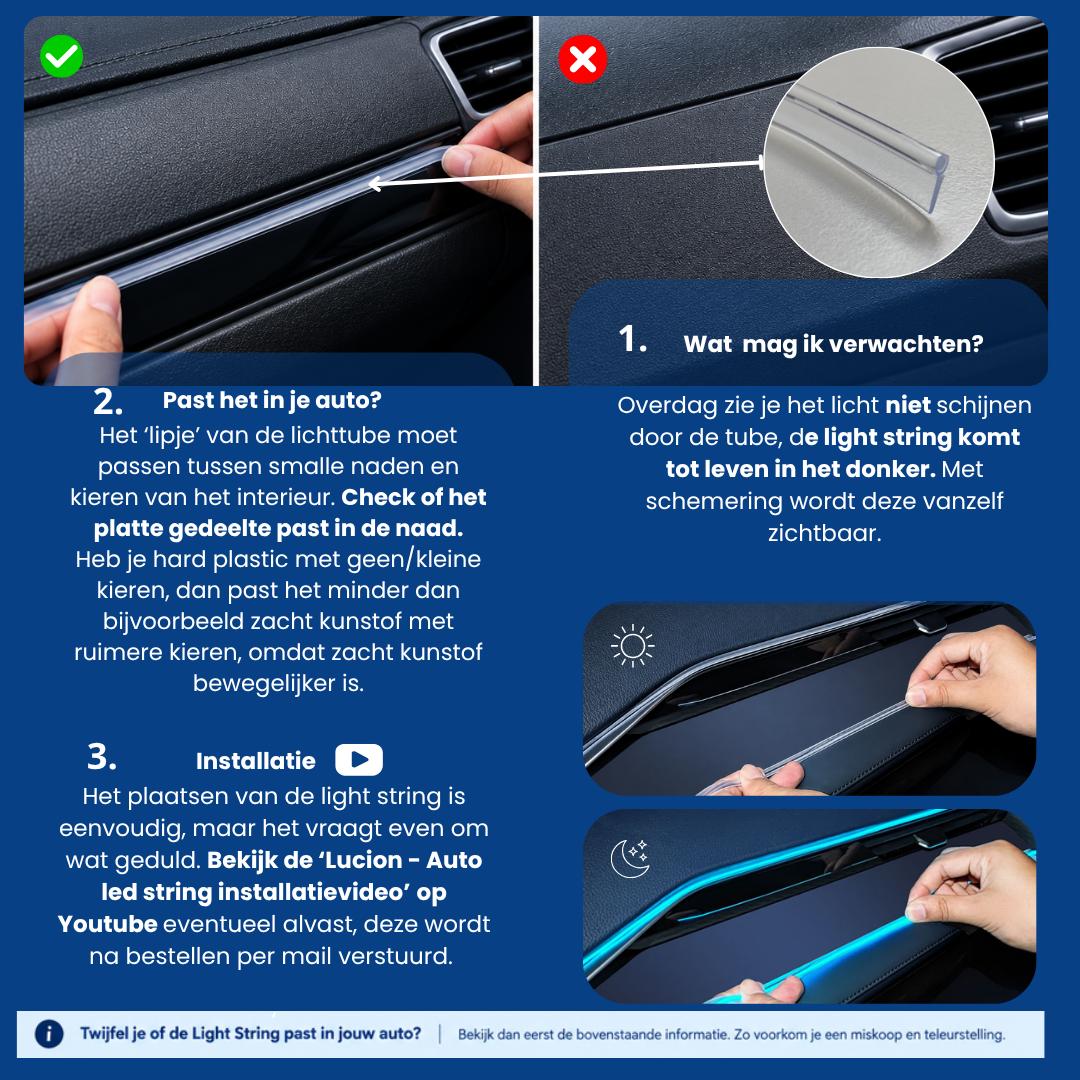 Lucion® Auto led verlichting - Lightstring RGB