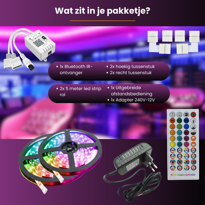 Lucion® LED verlichting - Bluetooth led strip 10 meter RGB