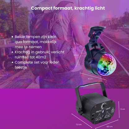 Lucion® Feestverlichtingset - Party laser en roterende discolamp - Lucion Lights