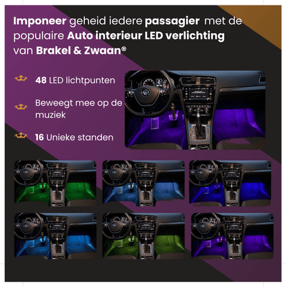 Brakel & Zwaan® Led strip auto - Auto interieur verlichting met afstandsbediening - Lucion Lights