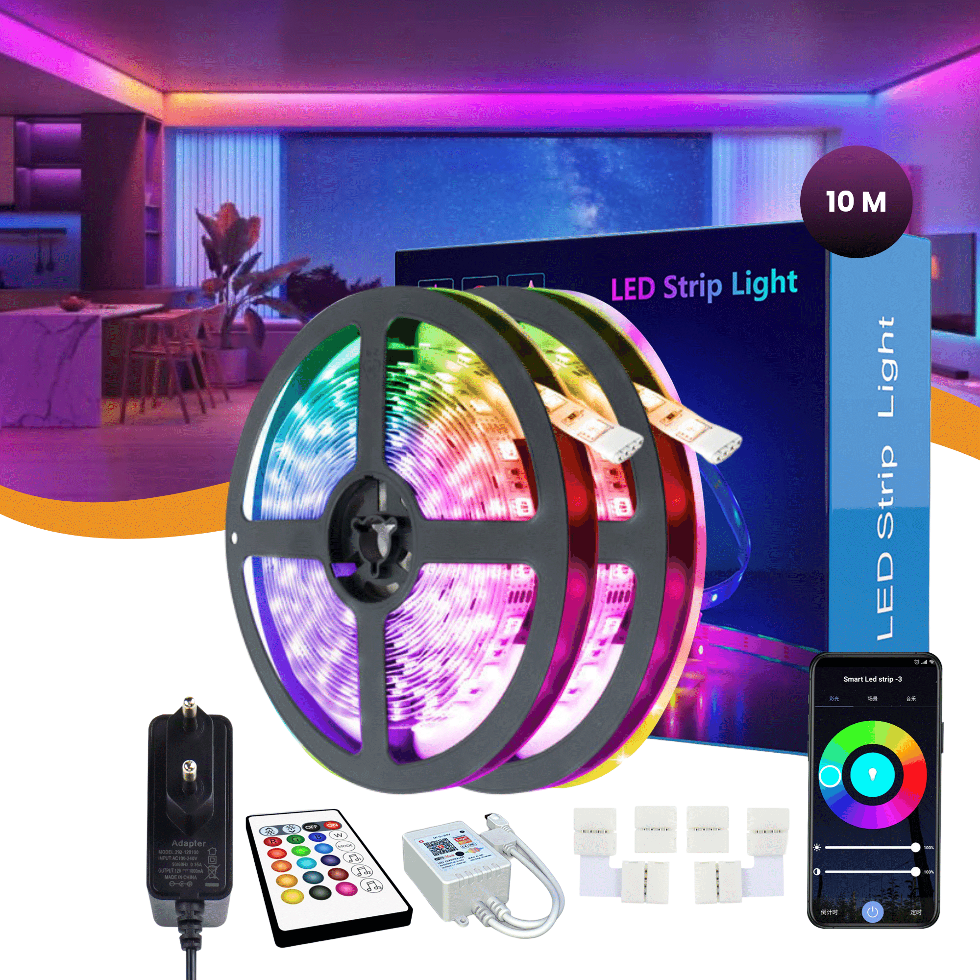 Lucion® LED verlichting - Slimme led strip 10 meter RGB - Lucion Lights