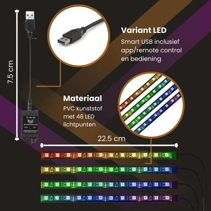 Brakel & Zwaan® Led strip auto - Auto interieur verlichting met applicatie bediening - Lucion Lights