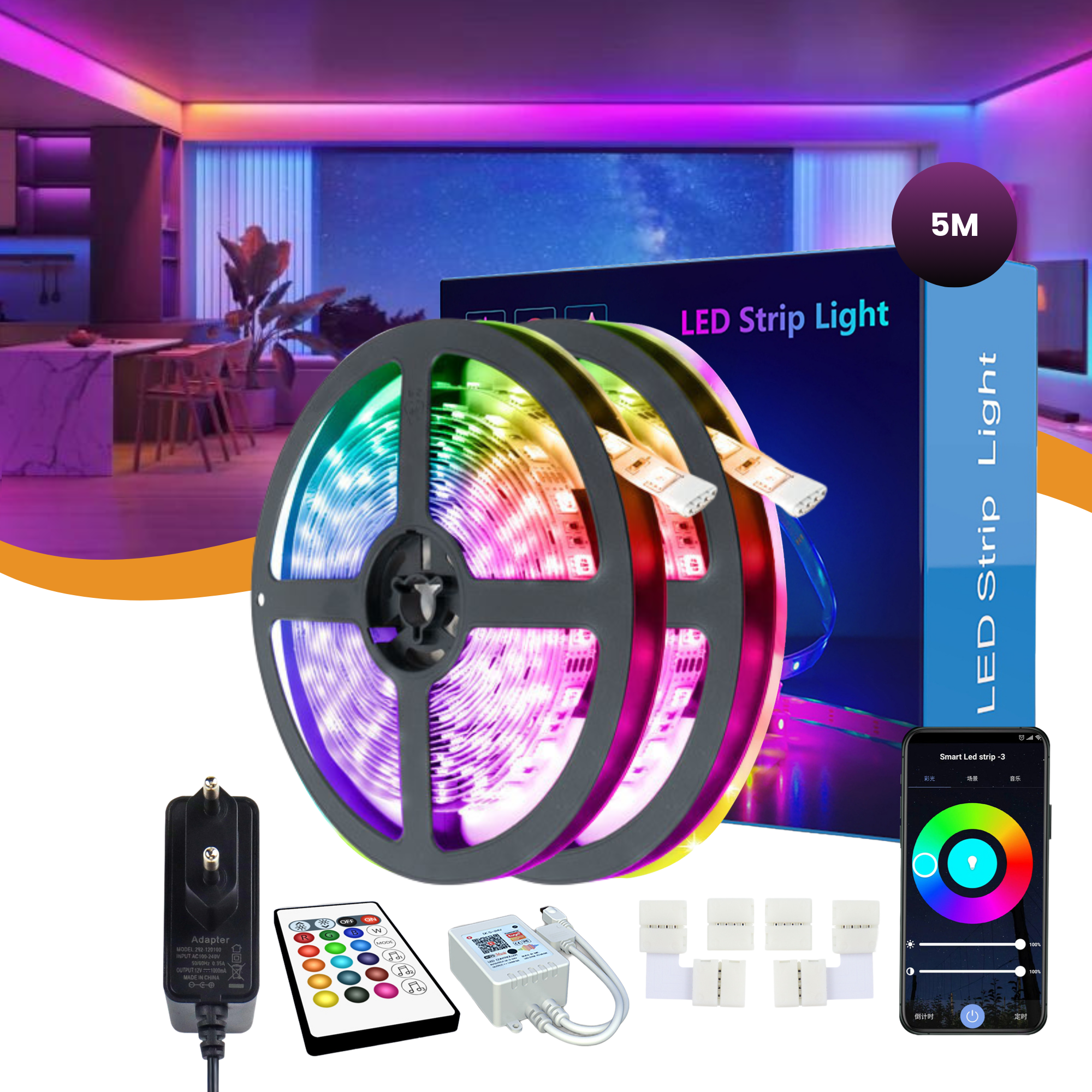 Lucion® LED verlichting - Slimme led strip 5 meter RGB - Lucion Lights