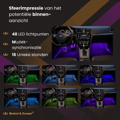 Brakel & Zwaan® Led strip auto - Auto interieur verlichting met afstandsbediening - Lucion Lights