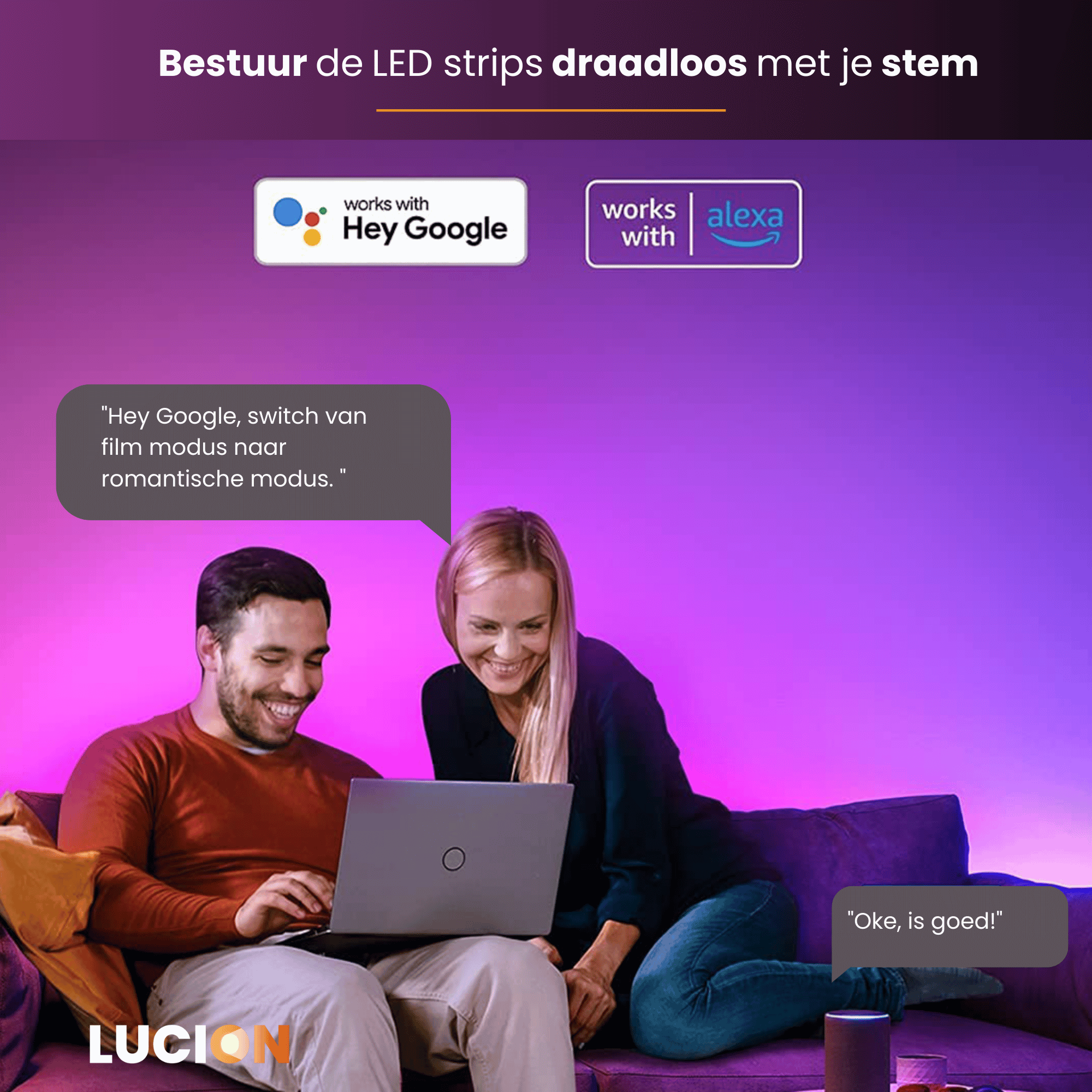 Lucion® LED verlichting - Slimme led strip 5 meter RGBIC-CCT (WW)