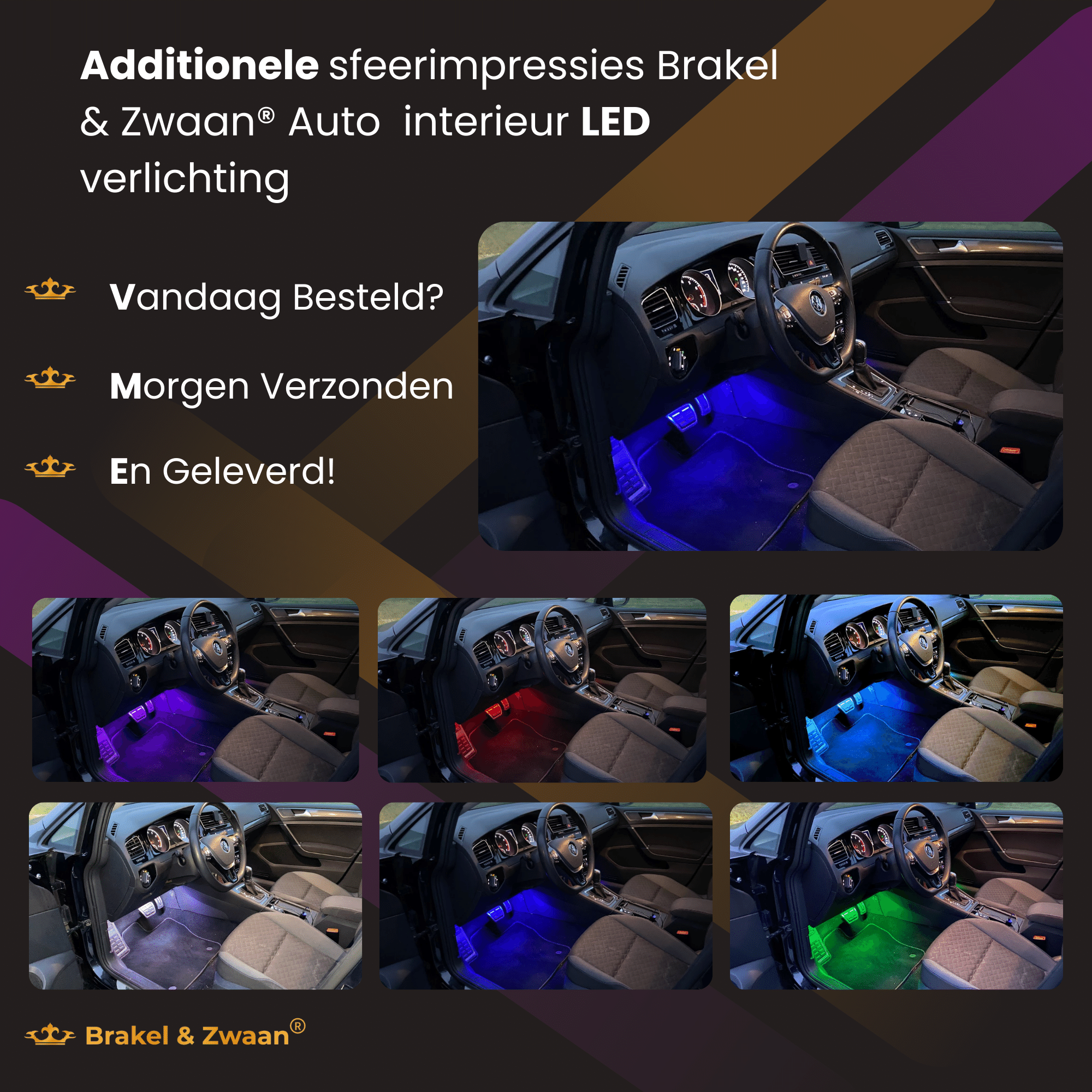 Brakel & Zwaan® Led strip auto - Auto interieur verlichting met applicatie bediening - Lucion Lights