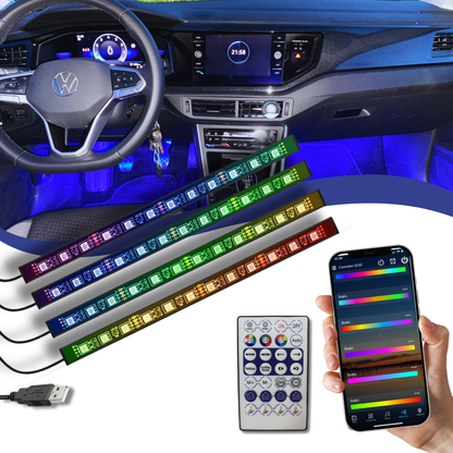 Brakel & Zwaan® Led strip auto RGBIC - Auto interieur verlichting met app- & afstandsbediening - Lucion Lights