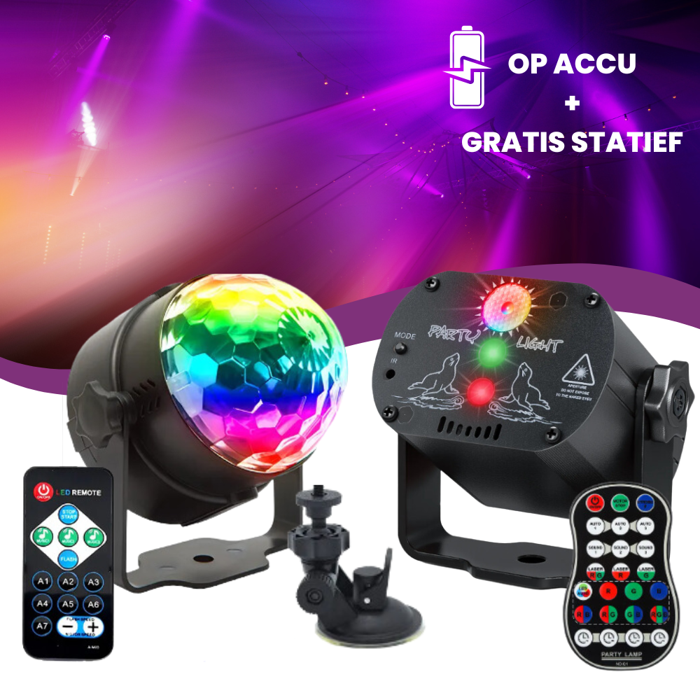 Lucion® Feestverlichtingset - Party laser en roterende discolamp