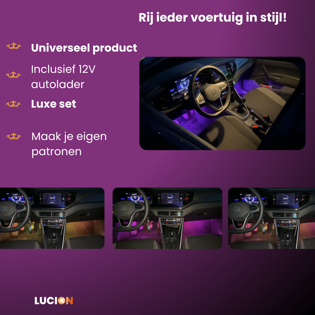 Brakel & Zwaan® Led strip auto RGBIC - Auto interieur verlichting met app- & afstandsbediening - Lucion Lights