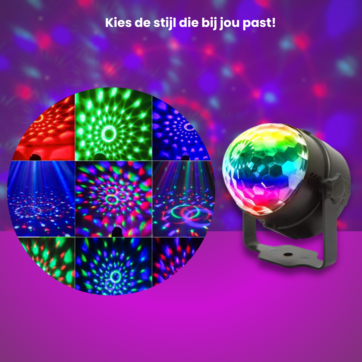 Lucion® Discolamp  - Party light op accu met statief en afstandsbediening