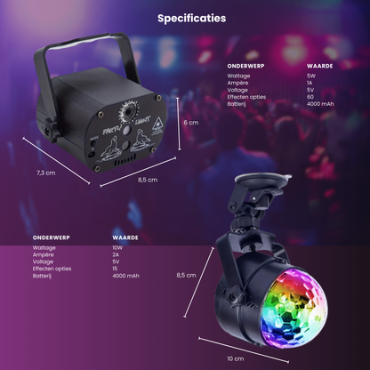 Lucion® Feestverlichtingset - Party laser en roterende discolamp - Lucion Lights