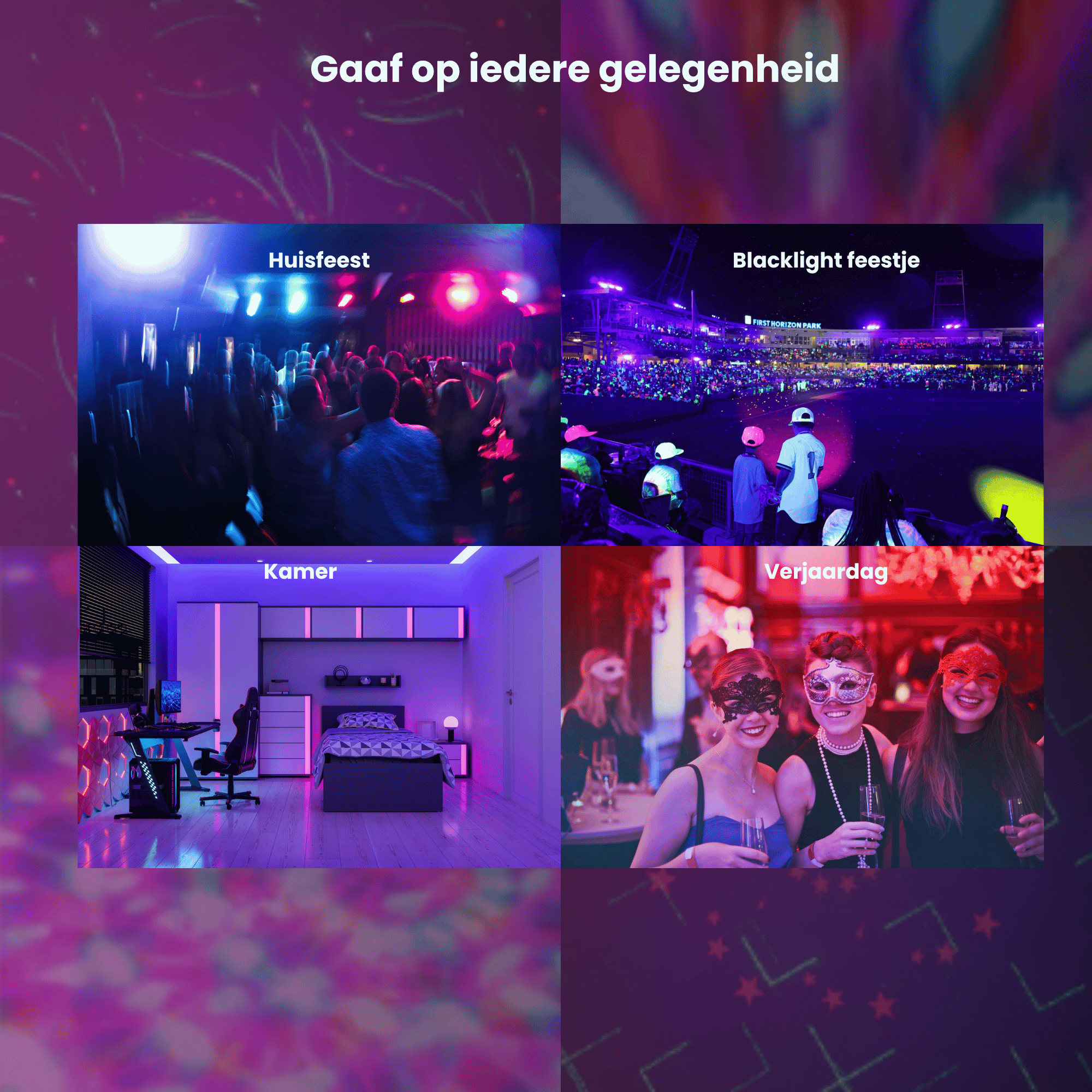 Lucion® Party light set - Blacklight / UV Party laser en roterende discolamp