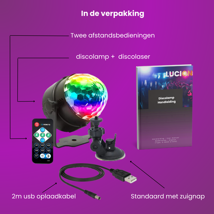 Lucion® Discolamp  - Party light op accu met statief en afstandsbediening